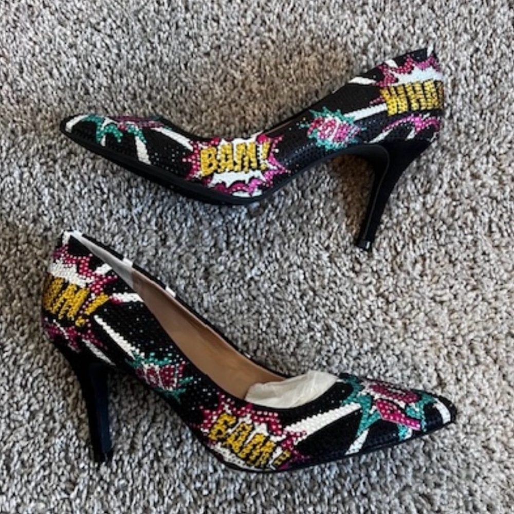 Knockout INC "POW!" rhinestone heels in size 6.5